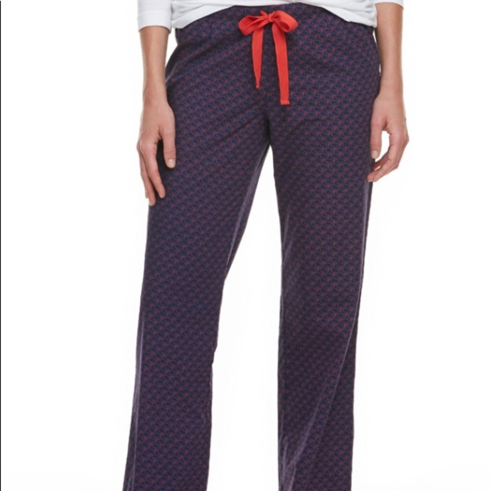 Navy and coral whale pajama pants